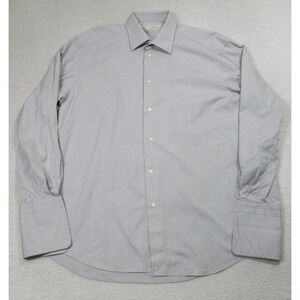 Ermenegildo Zegna Shirt Mens 16 41 Gray Dress LS French Cuff Button Front Cotton